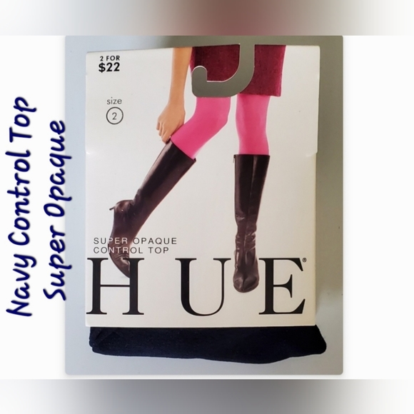 HUE Accessories Nwt Navy Hue Super Opaque Control Top Tights Poshmark